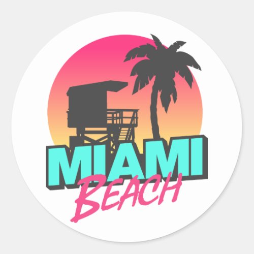 Miami Beach Travel Vintage   Classic Round Sticker