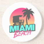 Miami Beach Travel Vintage  Coaster<br><div class="desc">Retro miami vintage travel artwork with a skyline of Miami and the word MIAMI BEACH on top. Perfect Miami and Florida gift for every Floridian and Tourist. Perfect gift idea for your loved ones.</div>