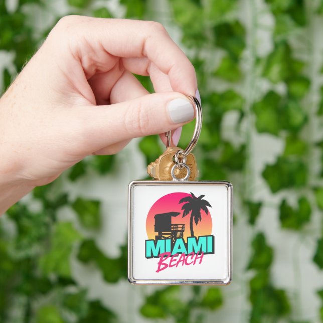 Miami Beach Travel Vintage  Keychain (Hand)