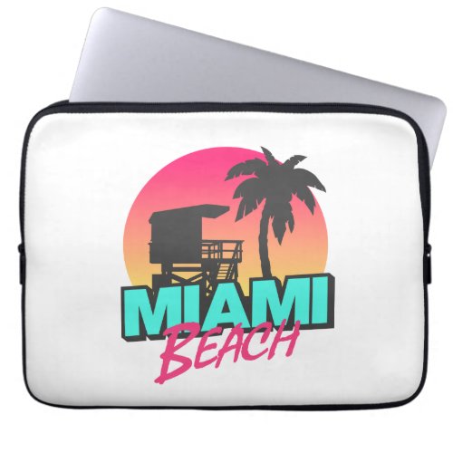 Miami Beach Travel Vintage Photo  Laptop Sleeve