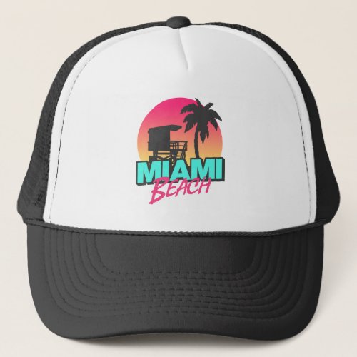 Miami Beach Travel Vintage   Trucker Hat