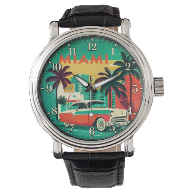 Miami Beach Vintage Car  Watch (Front)