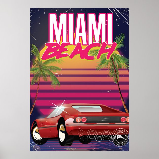 miami beach vintage travel poster (Front)