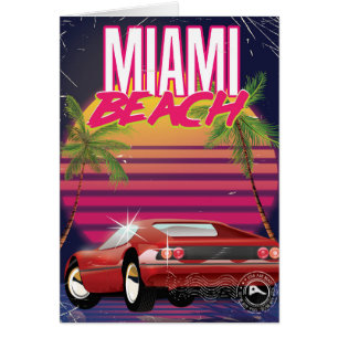 miami beach vintage travel poster cards