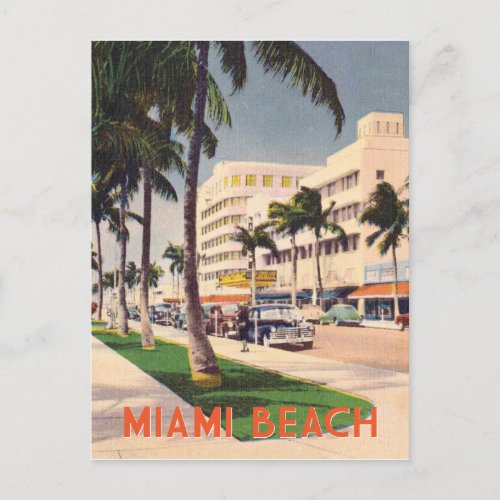 Miami Beach vintage travel style Postcard