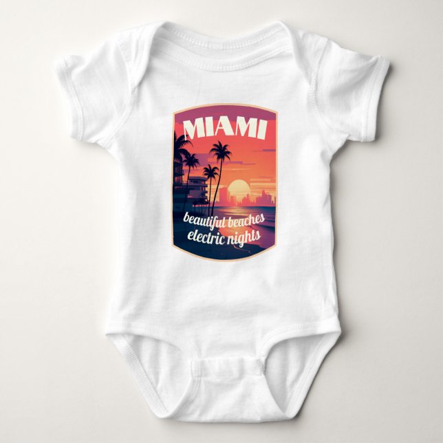 Miami: beautiful beaches, electric nights T-Shirt (Front)