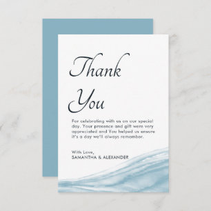Miami Blue Ocean Watercolor Wedding Thank You Card