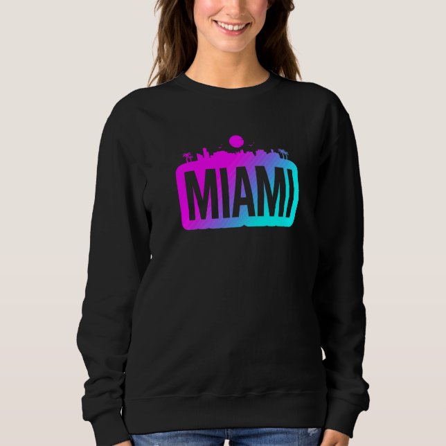 Miami  Bold Skyline City Vaporwave Sweatshirt (Front)