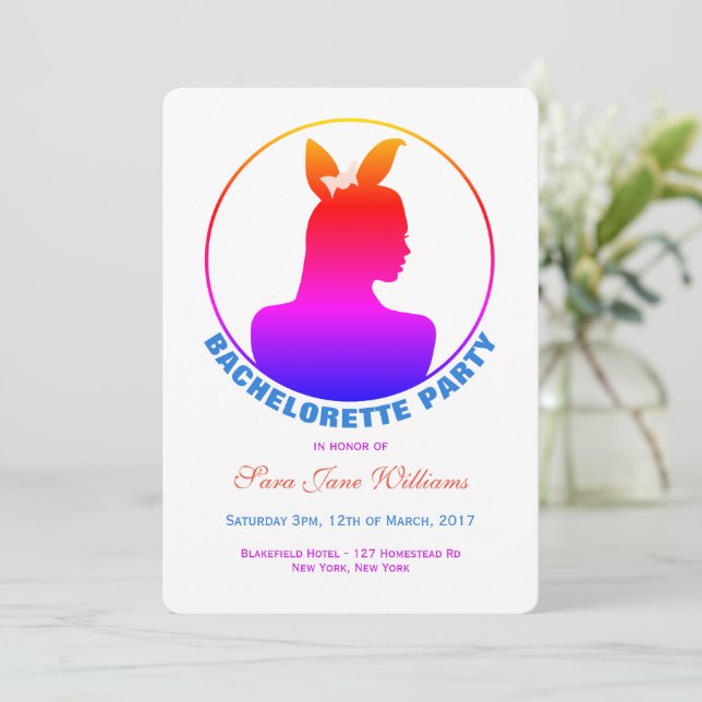 Miami Bunny Girl Bachelorette Party Invitation (Standing Front)
