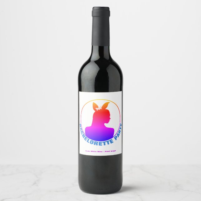 Miami Bunny Girl Bachelorette Party Wine Label (Front)