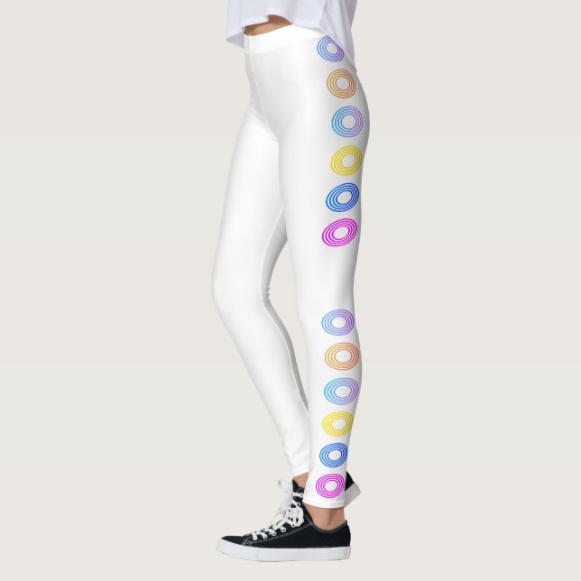 Miami Circles White  Design  Leggings (Left)