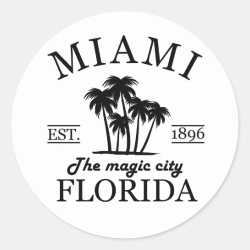 Miami City beach of Florida Classic Round Sticker