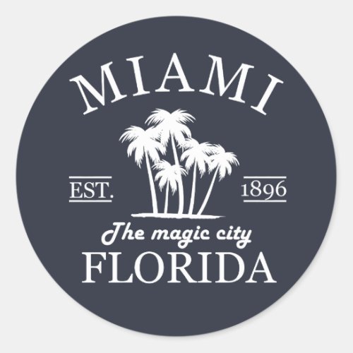 Miami City beach of Florida Classic Round Sticker