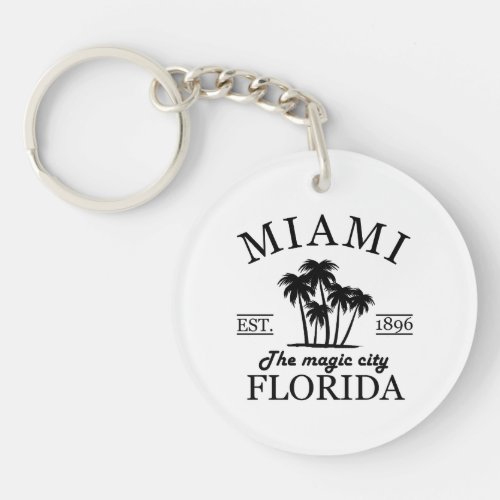 Miami City beach of Florida Keychain