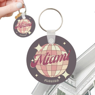 Miami City Florida holiday travel souvenir purple Keychain