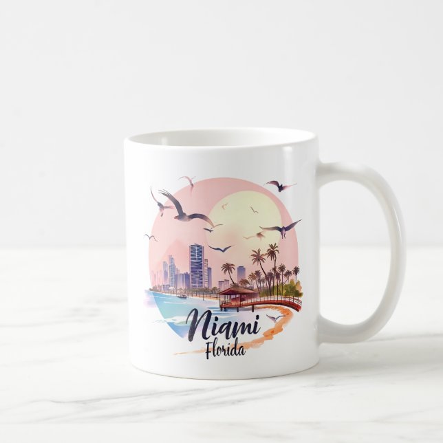 Miami City Florida skyline Coffee Mug (Right)