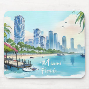 Miami City Florida skyline Mouse Pad