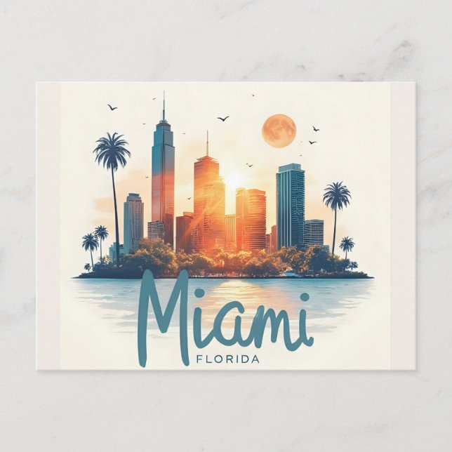 Miami City Florida skyline Postcard (Front)