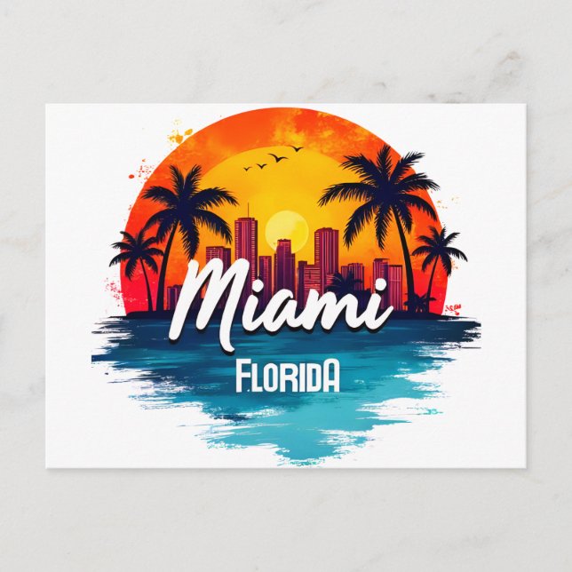 Miami City Florida skyline Postcard (Front)