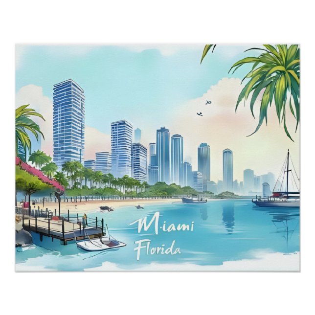 Miami City Florida skyline Poster (Front)