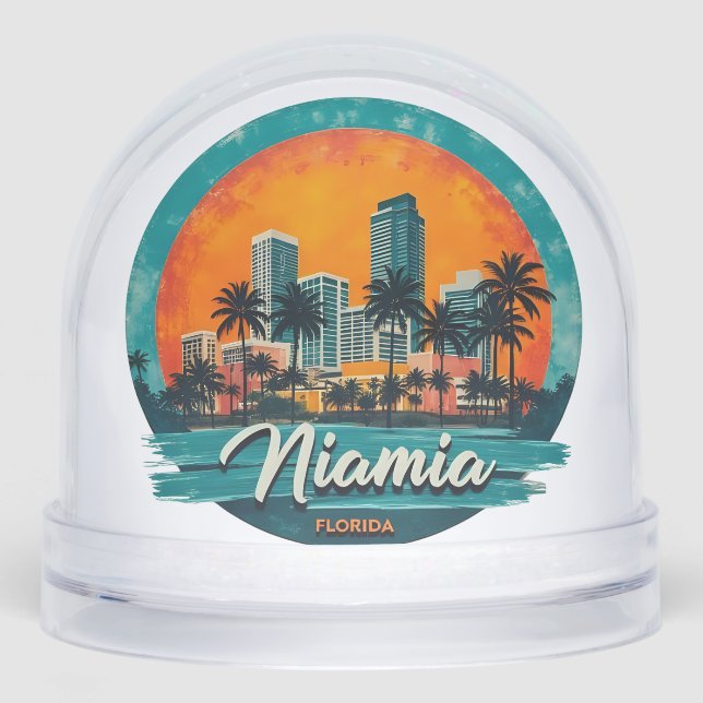 Miami City Florida skyline Snow Globe (Front)
