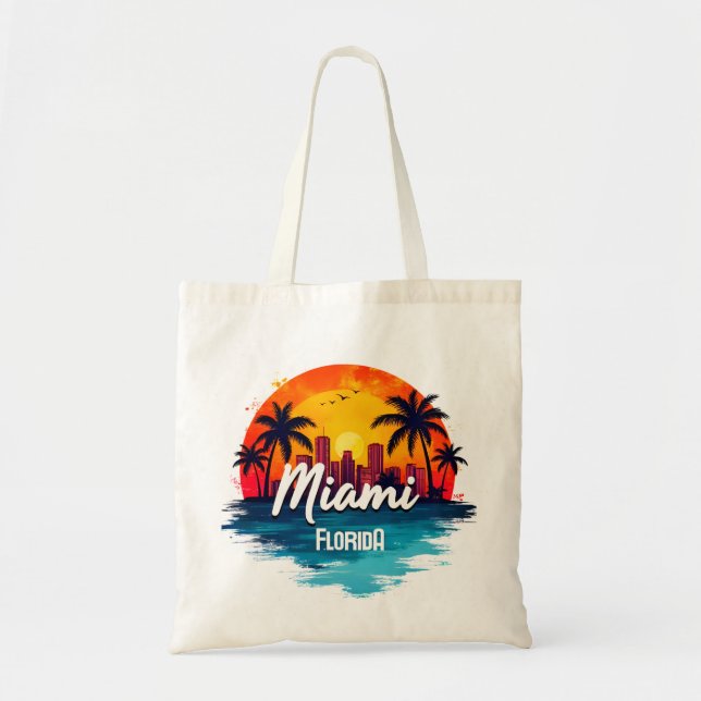 Miami City Florida skyline Tote Bag (Front)