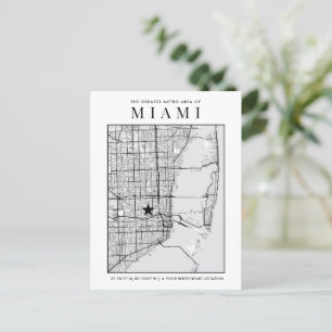 Miami City Map + Location Marker Postcard