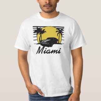 Miami (City Name) Beach Sunset Surf Car T-shirt