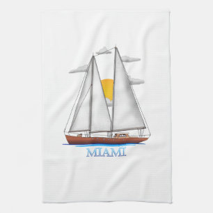 Miami Coastal Nautical Sailing Sailor Kitchen Towel