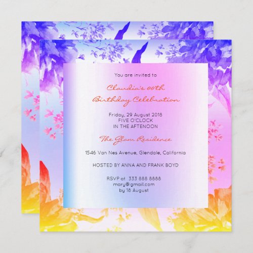 Miami Cobalt  Pink Floral Tropical Peony Birthday Invitation