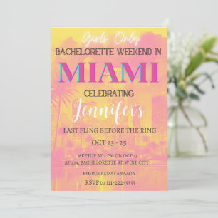 Miami Destination Bachelorette Weekend Party Invitation