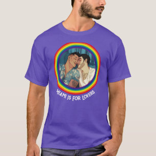 Miami Downtown Gay Men Cuddling Illustration T-Shirt