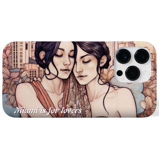Miami Downtown Women Cuddling Lesbians Drawing Case-Mate iPhone 14 Pro Max Case