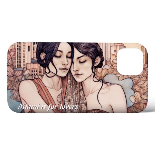 Miami Downtown Women Cuddling Lesbians Drawing iPhone 13 Case