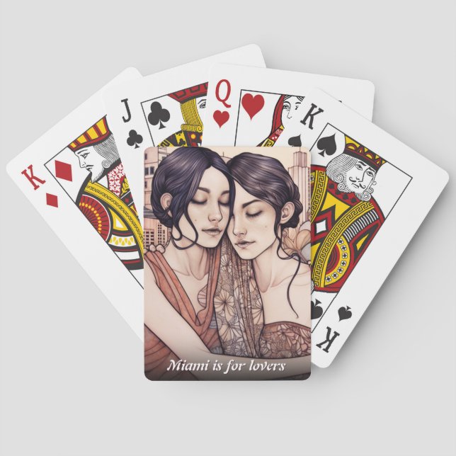 Miami Downtown Women Cuddling Lesbians Drawing Poker Cards (Back)