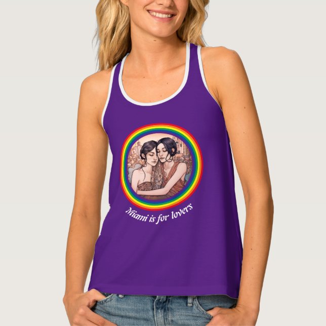 Miami Downtown Women Cuddling Lesbians Drawing Tank Top (Front)