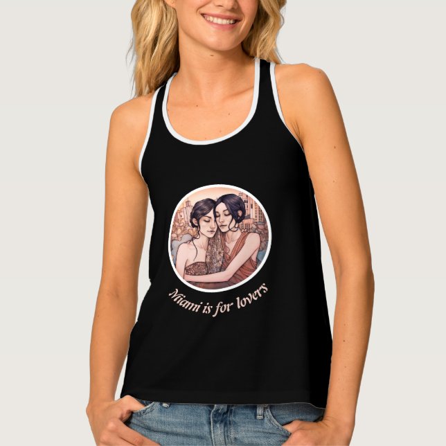 Miami Downtown Women Cuddling Lesbians Drawing Tank Top (Front)