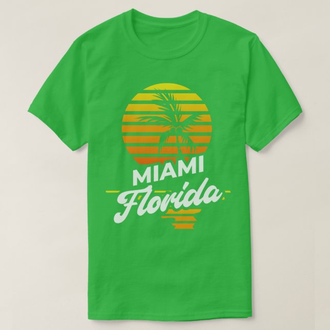 Miami Exotic Palm Trees Retro Summer FL Florida T-Shirt (Design Front)