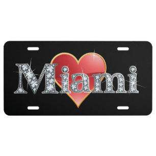 Miami Faux-"Diamond" Bling License Plate