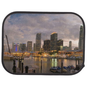 Miami financial skyline at dusk car mat