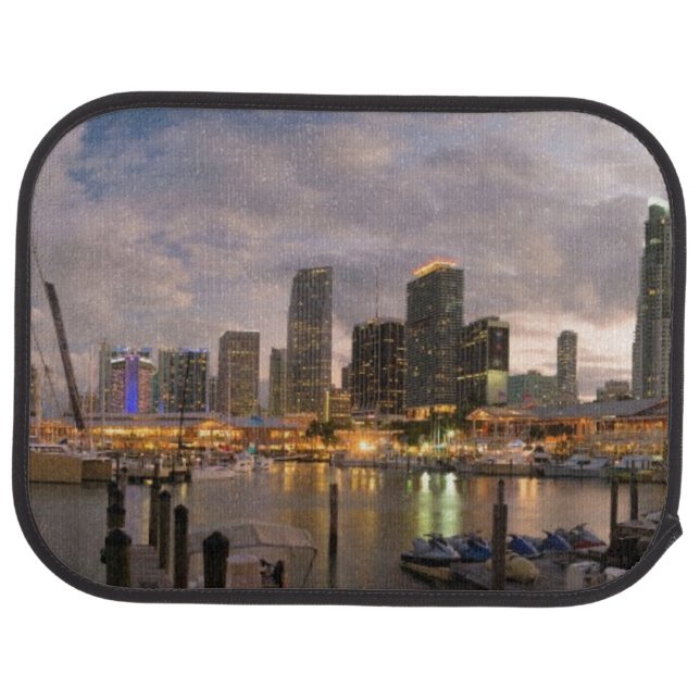 Miami financial skyline at dusk car mat (Rear)