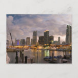 Miami Financial Skyline At Dusk Postcard at Zazzle