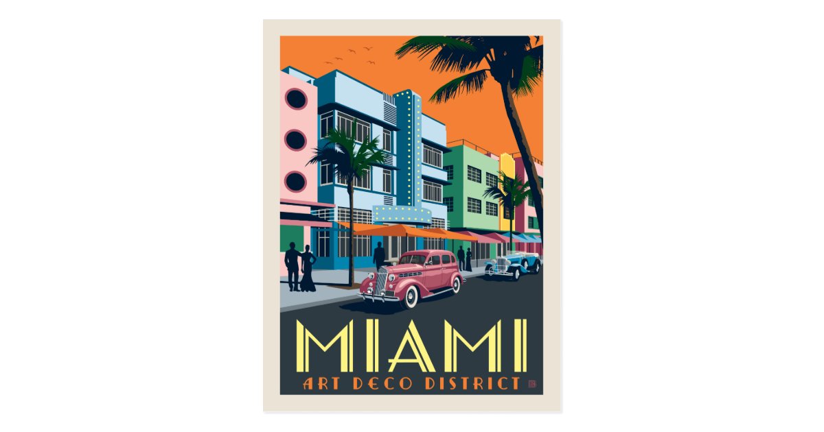 Miami Fl Art Deco District Postcard Zazzle Com