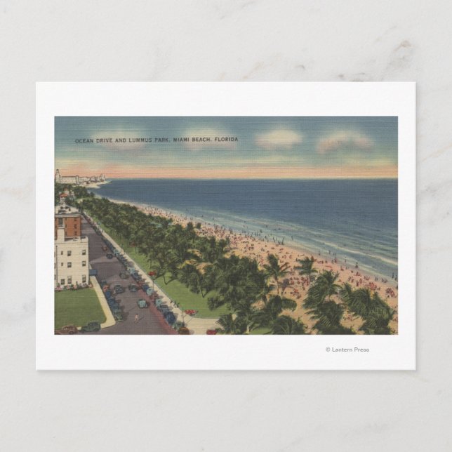 Miami, FL - Ocean Drive and Lummus Park Postcard (Front)