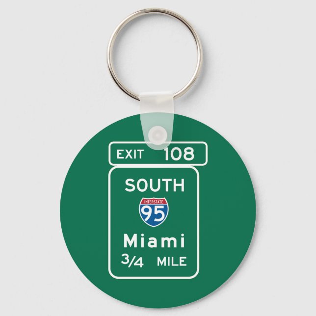 Miami, FL Road Sign Keychain (Front)