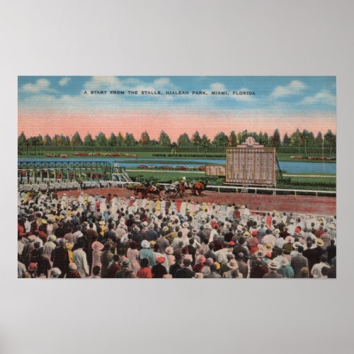 Miami FL _ View of Hialeah Park with Horse Poster