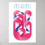 Miami Flamingo Color Poster<br><div class="desc">Art Deco Print.
Design by Sergey Serebrennikov</div>