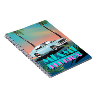 Miami Florida 1980s travel poster Notebook