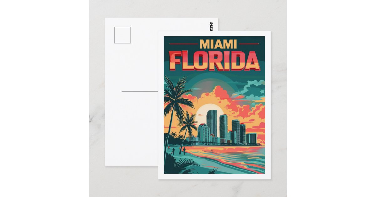 Miami Florida America Vintage Famous Travel Place Postcard | Zazzle