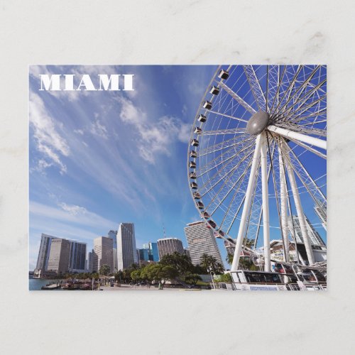 Miami Florida Bayfront Park City Skyline Travel Postcard
